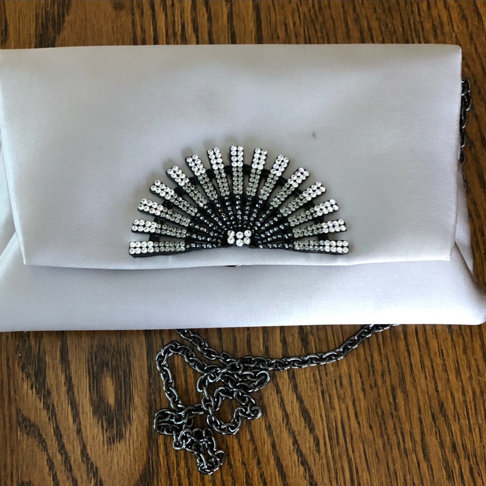 INGE CHRISTOPHER Rhinestone Half Moon Accented Evening Purse Bag